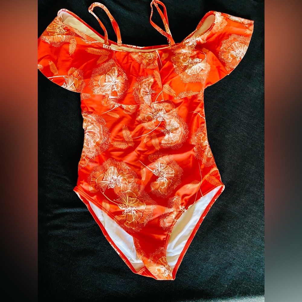 NWT - Tempt Me Women's Ruffle One Piece Off Shoulder Swimsuit Flounce -Small
